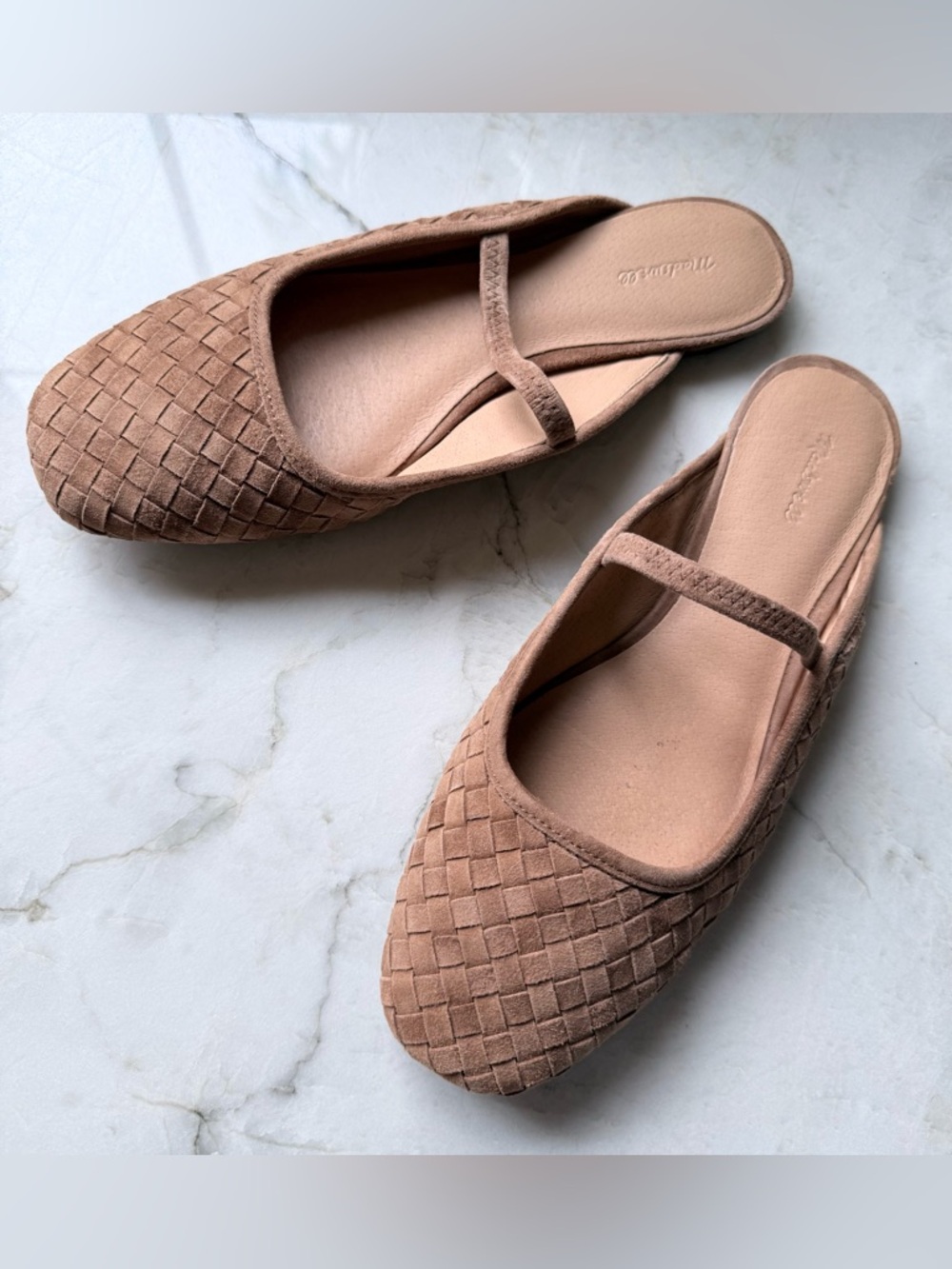 EUC Madewell Woven Suede Mary Jane Flats in Cognac Brown w/Box - Picture 4 of 8